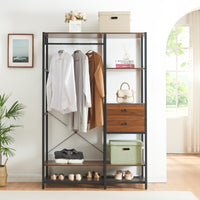 Organizzatore Guardaroba Larem Mobile Porta Abiti - Nero / Effetto Noce [en.casa]