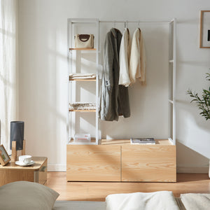 Armadio Aperto Egmating per Guardaroba 180 x 120 x 40 cm - Effetto Rovere / Bianco [en.casa]