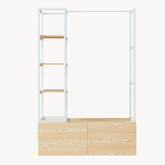 Armadio Aperto Egmating per Guardaroba 180 x 120 x 40 cm - Effetto Rovere / Bianco [en.casa]