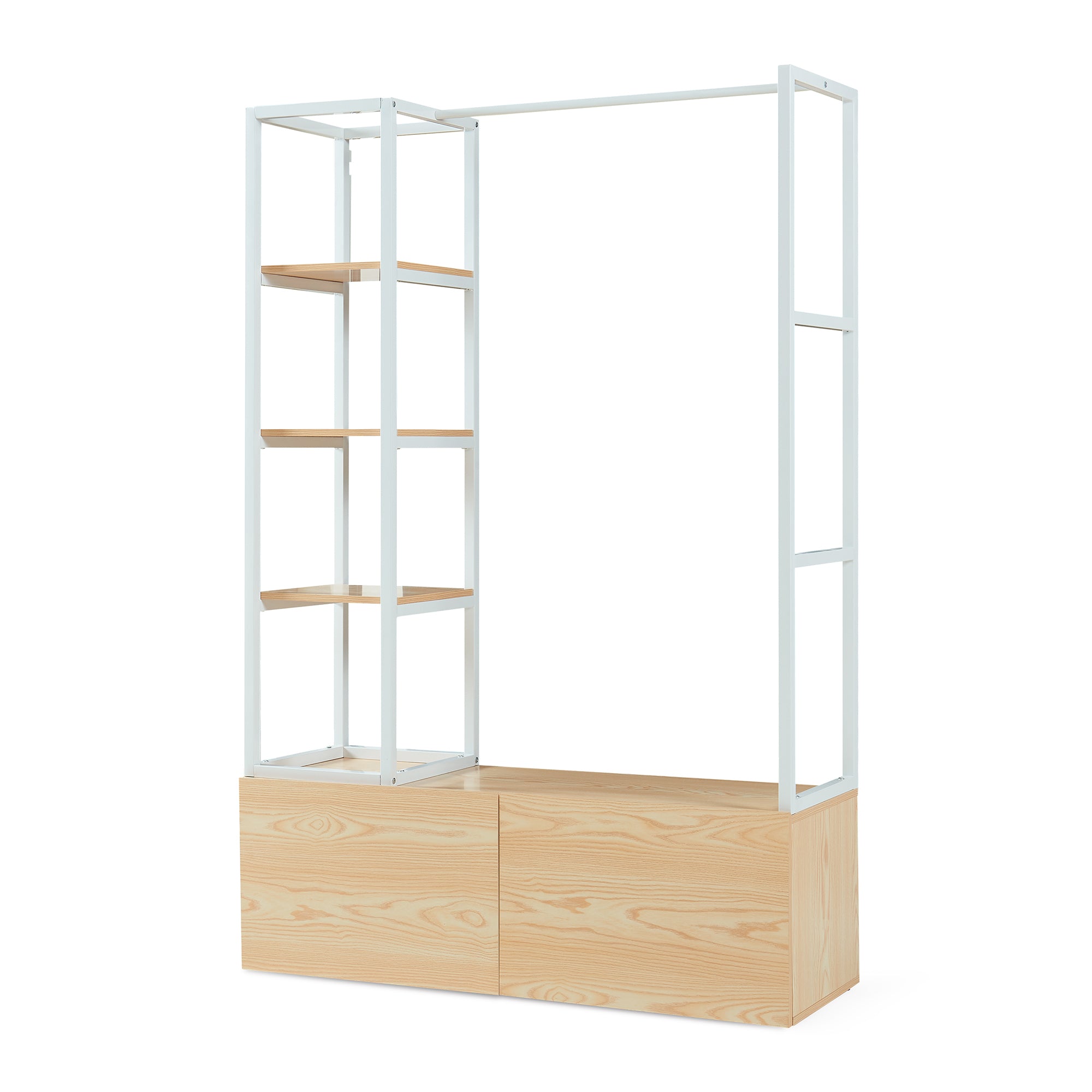 Armadio Aperto Egmating per Guardaroba 180 x 120 x 40 cm - Effetto Rovere / Bianco [en.casa]