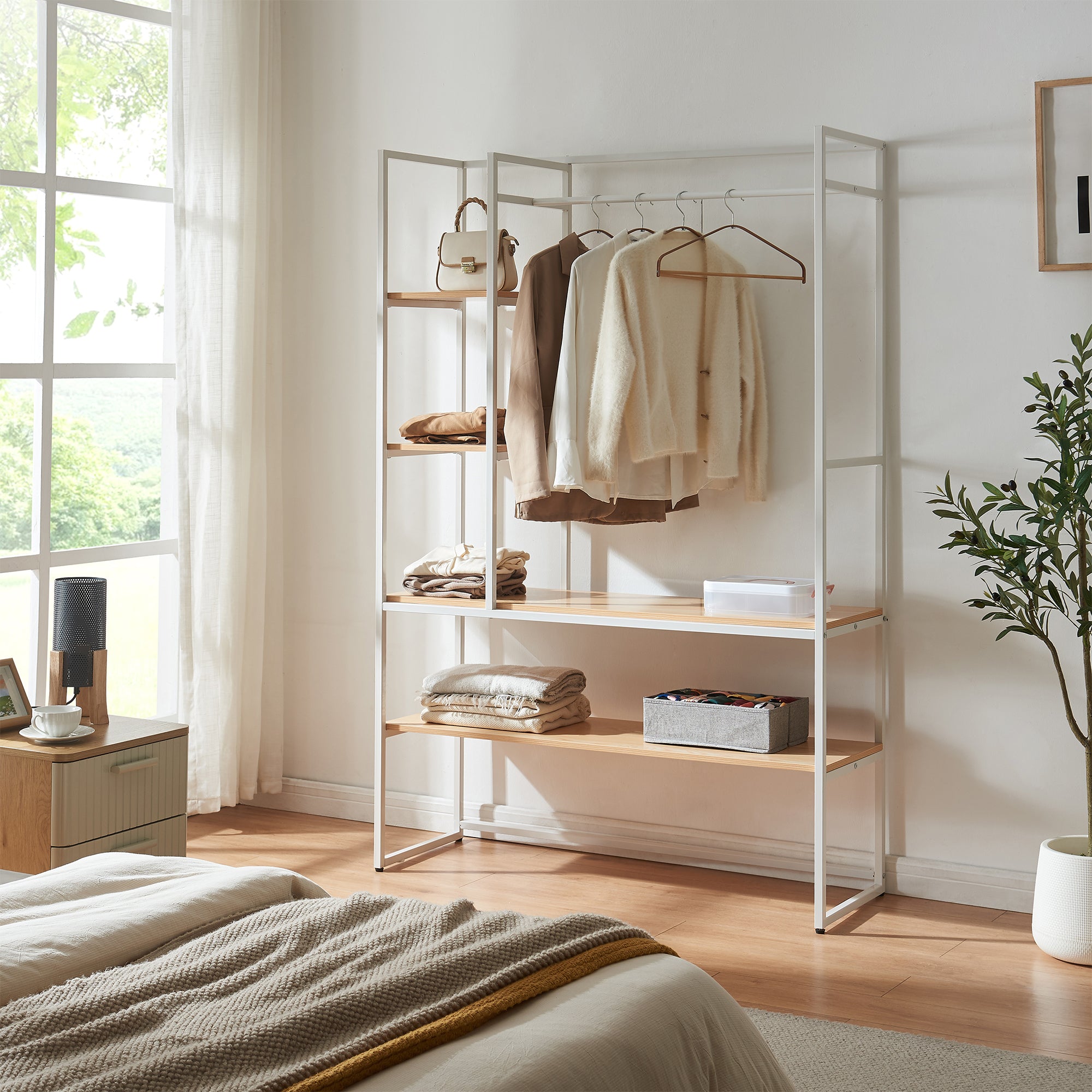 Organizzatore Guardaroba Horgau 180 x 120 x 40 cm - Effetto Rovere / Bianco [en.casa]