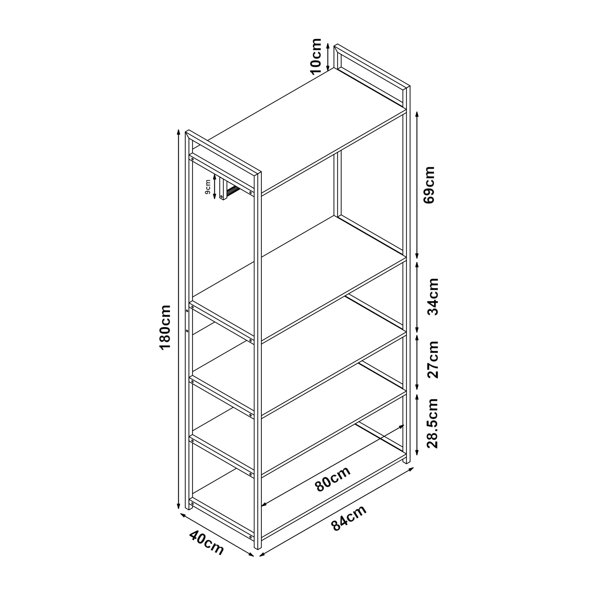 Organizzatore Guardaroba Larem Mobile Porta Abiti con Ripiani - Bianco / Effetto Rovere [en.casa]