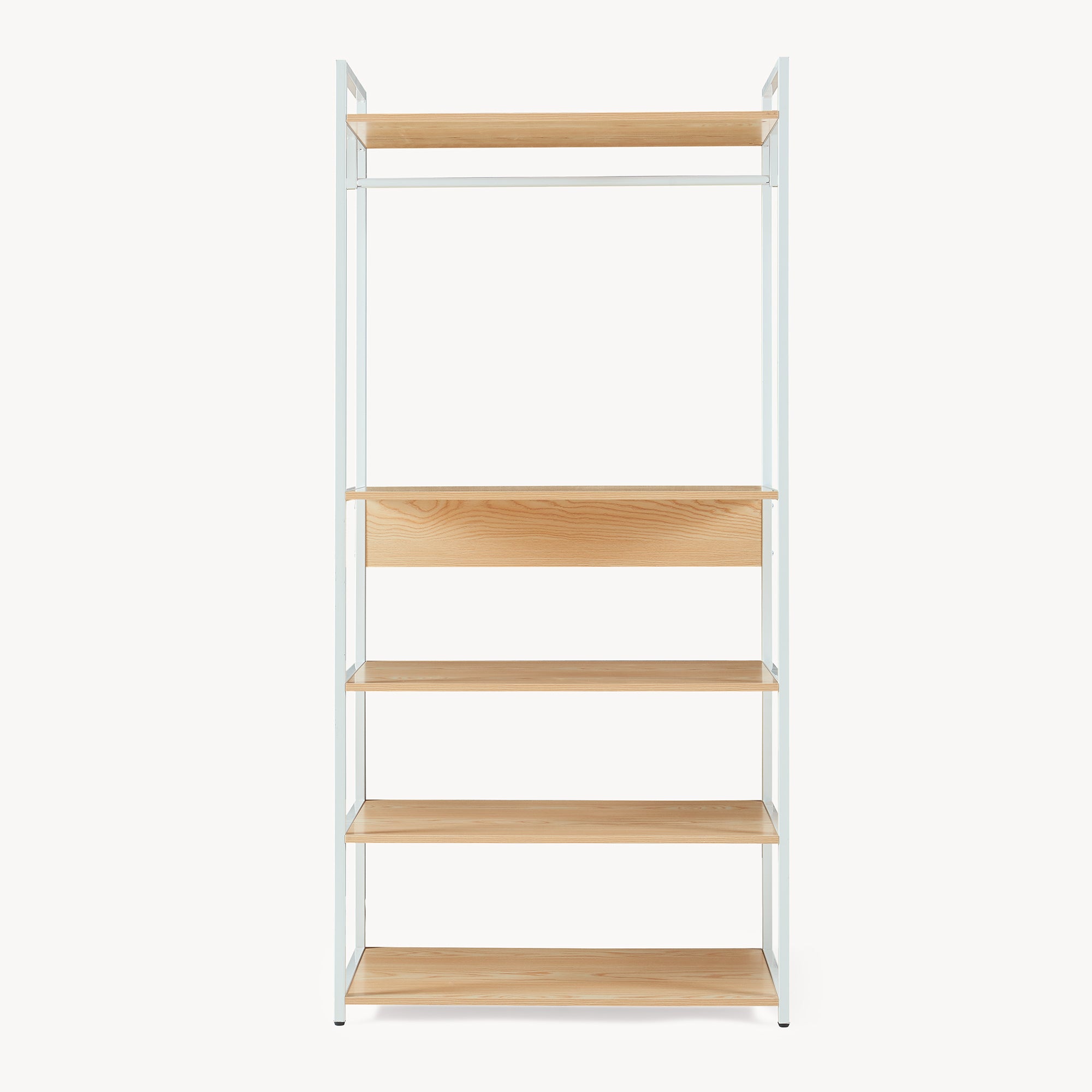 Organizzatore Guardaroba Larem Mobile Porta Abiti con Ripiani - Bianco / Effetto Rovere [en.casa]