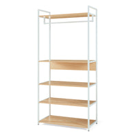 Organizzatore Guardaroba Larem Mobile Porta Abiti con Ripiani - Bianco / Effetto Rovere [en.casa]