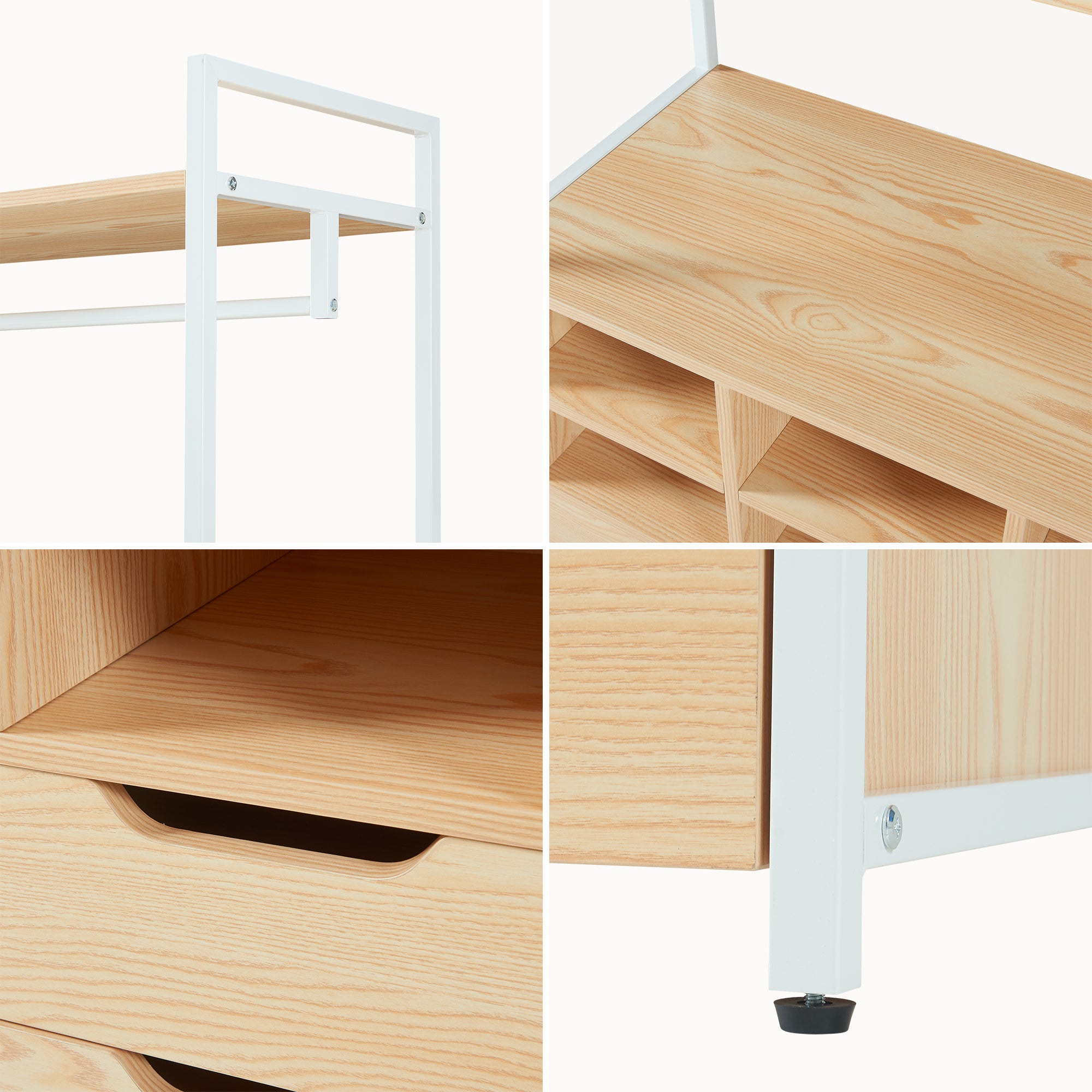 Organizzatore Guardaroba Larem Mobile Porta Abiti con Scomparti - Bianco / Effetto Rovere [en.casa]