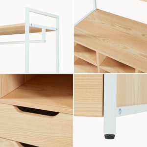 Organizzatore Guardaroba Larem Mobile Porta Abiti con Scomparti - Bianco / Effetto Rovere [en.casa]