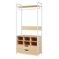 Organizzatore Guardaroba Larem Mobile Porta Abiti con Scomparti - Bianco / Effetto Rovere [en.casa]