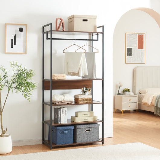 Set Larem 3 Mobili Organizzatori Guardaroba 252 cm Set B - Nero / Effetto Noce [en.casa]