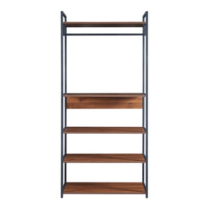 Set Larem 2 Mobili Organizzatori Guardaroba 204 cm Set A - Nero / Effetto Noce [en.casa]