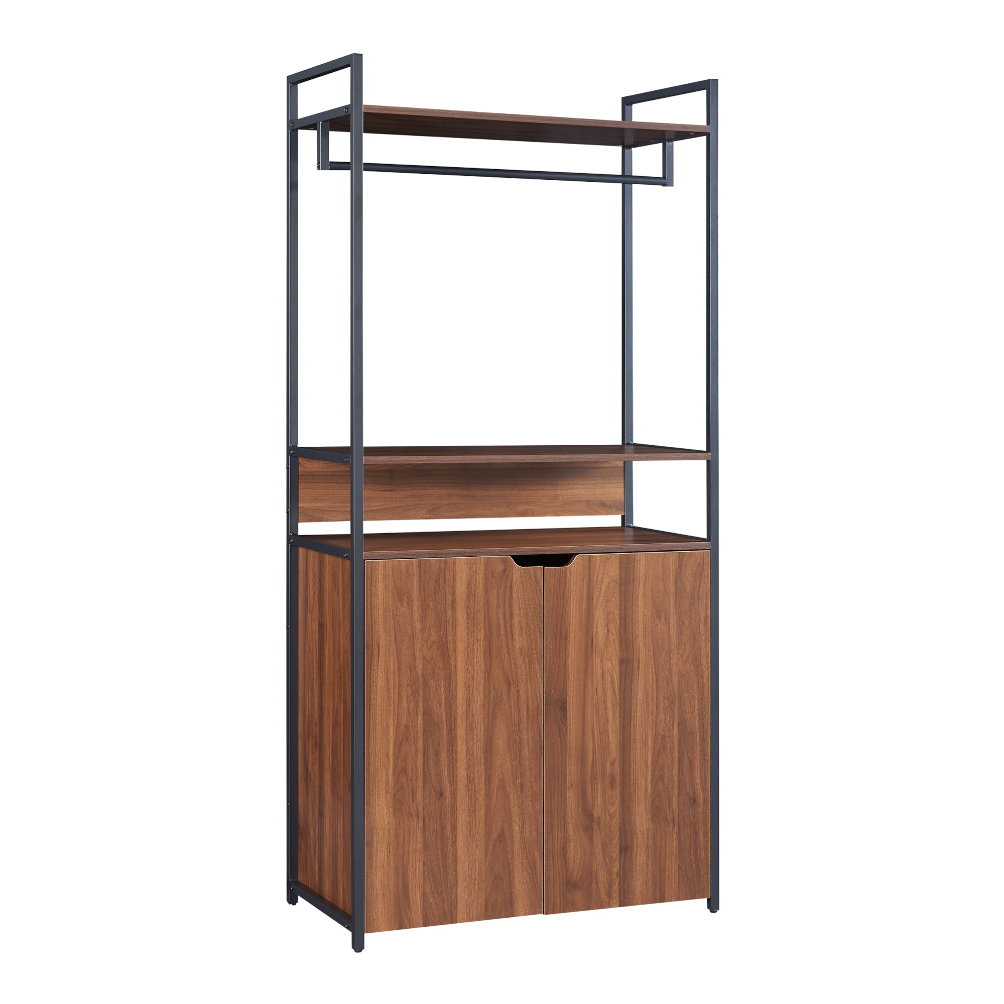 Set Larem 3 Mobili Organizzatori Guardaroba 288 cm Set E - Nero / Effetto Noce [en.casa]