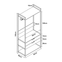 Set Larem 3 Mobili Organizzatori Guardaroba 288 cm Set F - Nero / Effetto Noce [en.casa]