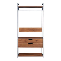 Set Larem 2 Mobili Organizzatori Guardaroba 168 cm Set D - Nero / Effetto Noce [en.casa]