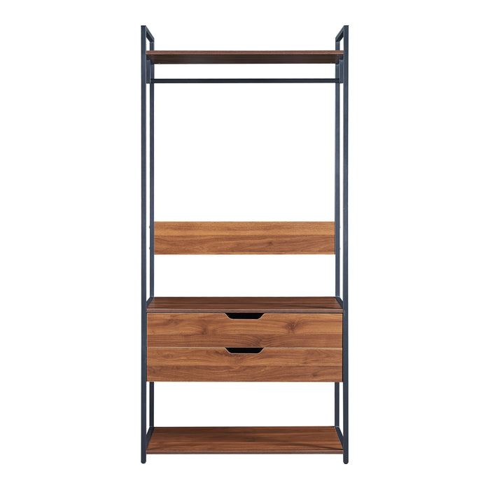 Set Larem 2 Mobili Organizzatori Guardaroba 168 cm Set D - Nero / Effetto Noce [en.casa]