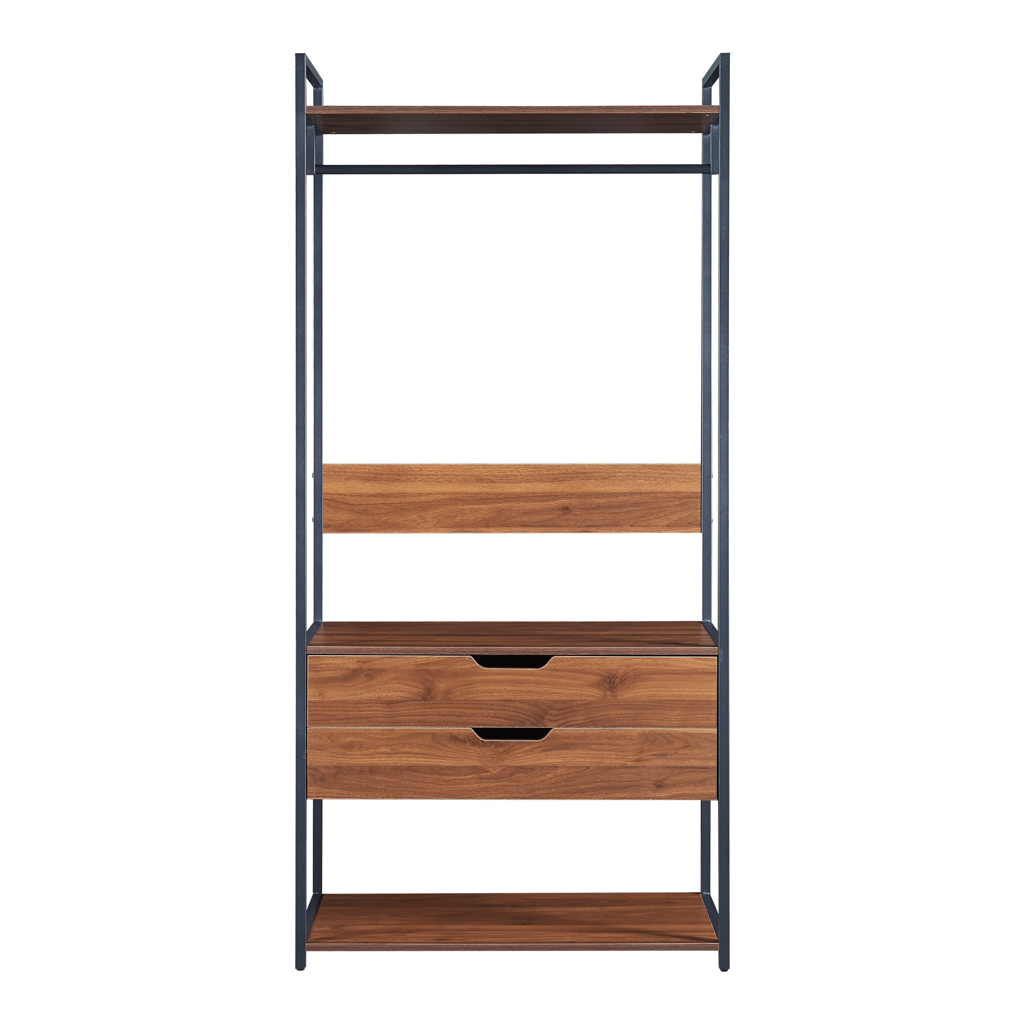 Set Larem 2 Mobili Organizzatori Guardaroba 204 cm Set C - Nero / Effetto Noce [en.casa]