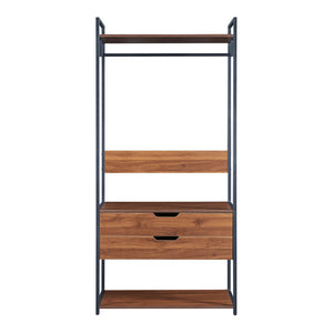 Set Larem 2 Mobili Organizzatori Guardaroba 204 cm Set C - Nero / Effetto Noce [en.casa]