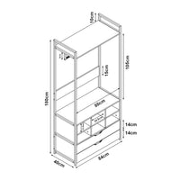 Set Larem 2 Mobili Organizzatori Guardaroba 168 cm Set E - Nero / Effetto Noce [en.casa]
