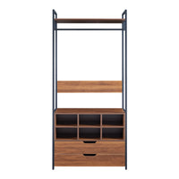 Set Larem 2 Mobili Organizzatori Guardaroba 168 cm Set E - Nero / Effetto Noce [en.casa]