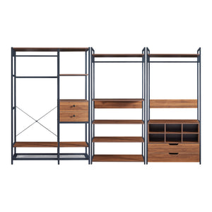Set Larem 3 Mobili Organizzatori Guardaroba 288 cm Set C - Nero / Effetto Noce [en.casa]