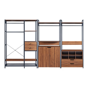 Set Larem 3 Mobili Organizzatori Guardaroba 288 cm Set E - Nero / Effetto Noce [en.casa]