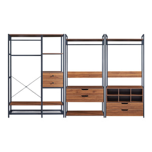 Set Larem 3 Mobili Organizzatori Guardaroba 288 cm Set F - Nero / Effetto Noce [en.casa]
