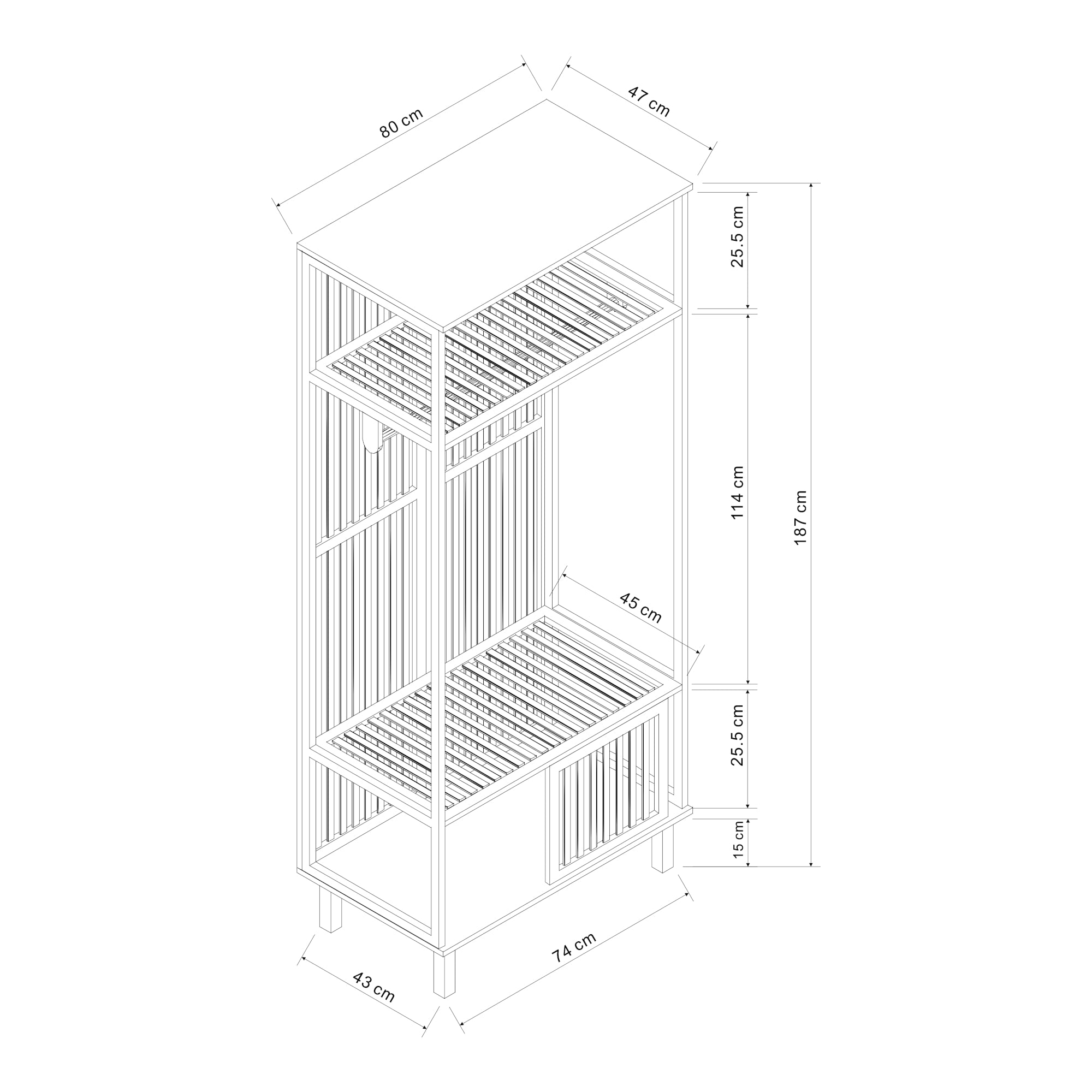 Stand Appendiabiti Ypäjä in Bambù con Ripiani e Barra Porta Abiti 187 x 80 x 47 cm [en.casa]