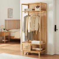 Stand Appendiabiti Ypäjä in Bambù con Ripiani e Barra Porta Abiti 187 x 80 x 47 cm [en.casa]