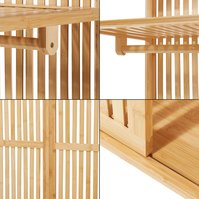 Stand Appendiabiti Ypäjä in Bambù con Ripiani e Barra Porta Abiti 187 x 80 x 47 cm [en.casa]