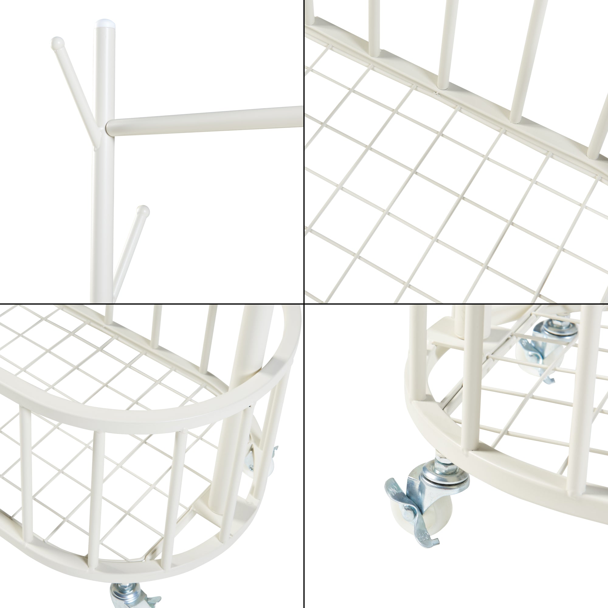 Stand Appendiabiti Risør con Rotelle Barra Porta Abiti e Cestello 175 x 60 x 32 cm Acciaio Bianco [en.casa]