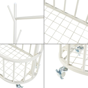 Stand Appendiabiti Risør con Rotelle Barra Porta Abiti e Cestello 175 x 60 x 32 cm Acciaio Bianco [en.casa]