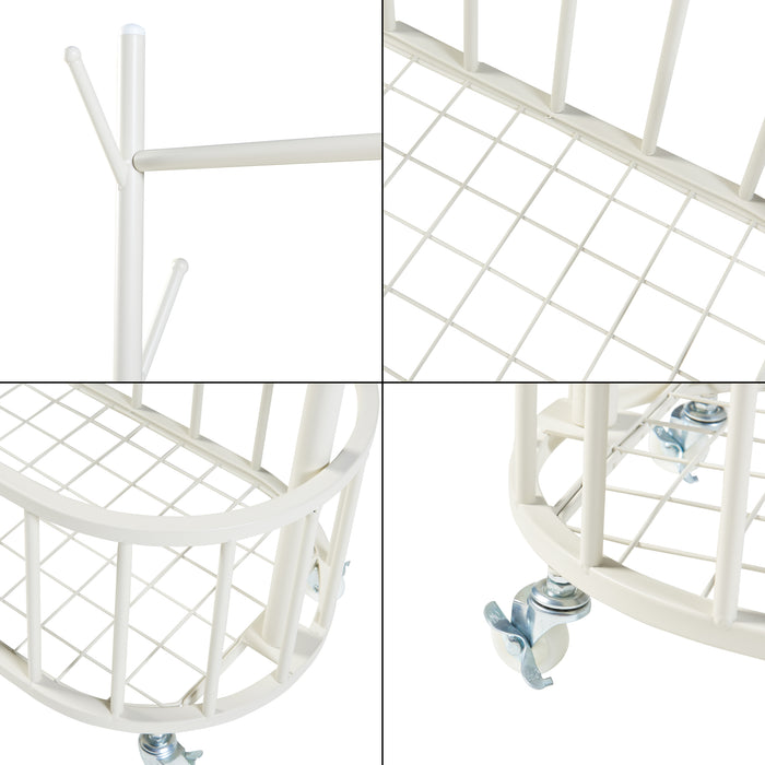 Stand Appendiabiti Risør con Rotelle Barra Porta Abiti e Cestello 175 x 60 x 32 cm Acciaio Bianco [en.casa]