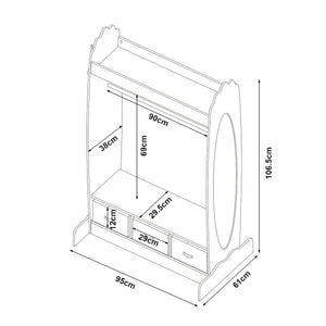 Armadio Guardaroba Moskenes per Bambini con Specchio e Scatole Pieghevoli - Bianco [en.casa]