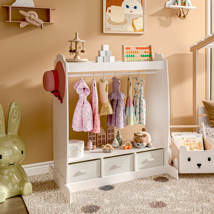 Armadio Guardaroba Moskenes per Bambini con Specchio e Scatole Pieghevoli - Bianco [en.casa]