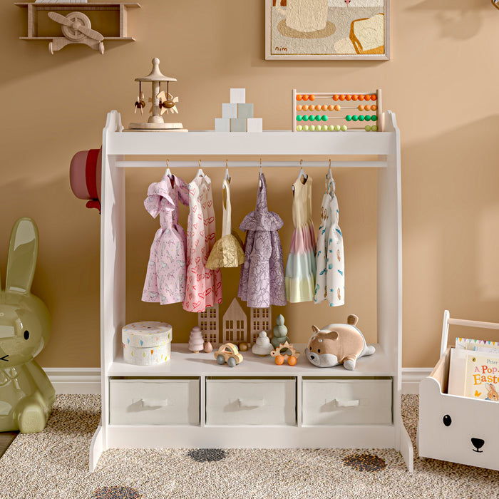 Armadio Guardaroba Moskenes per Bambini con Specchio e Scatole Pieghevoli - Bianco [en.casa]