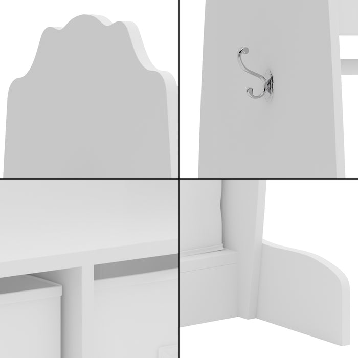 Armadio Guardaroba Moskenes per Bambini con Specchio e Scatole Pieghevoli - Bianco [en.casa]