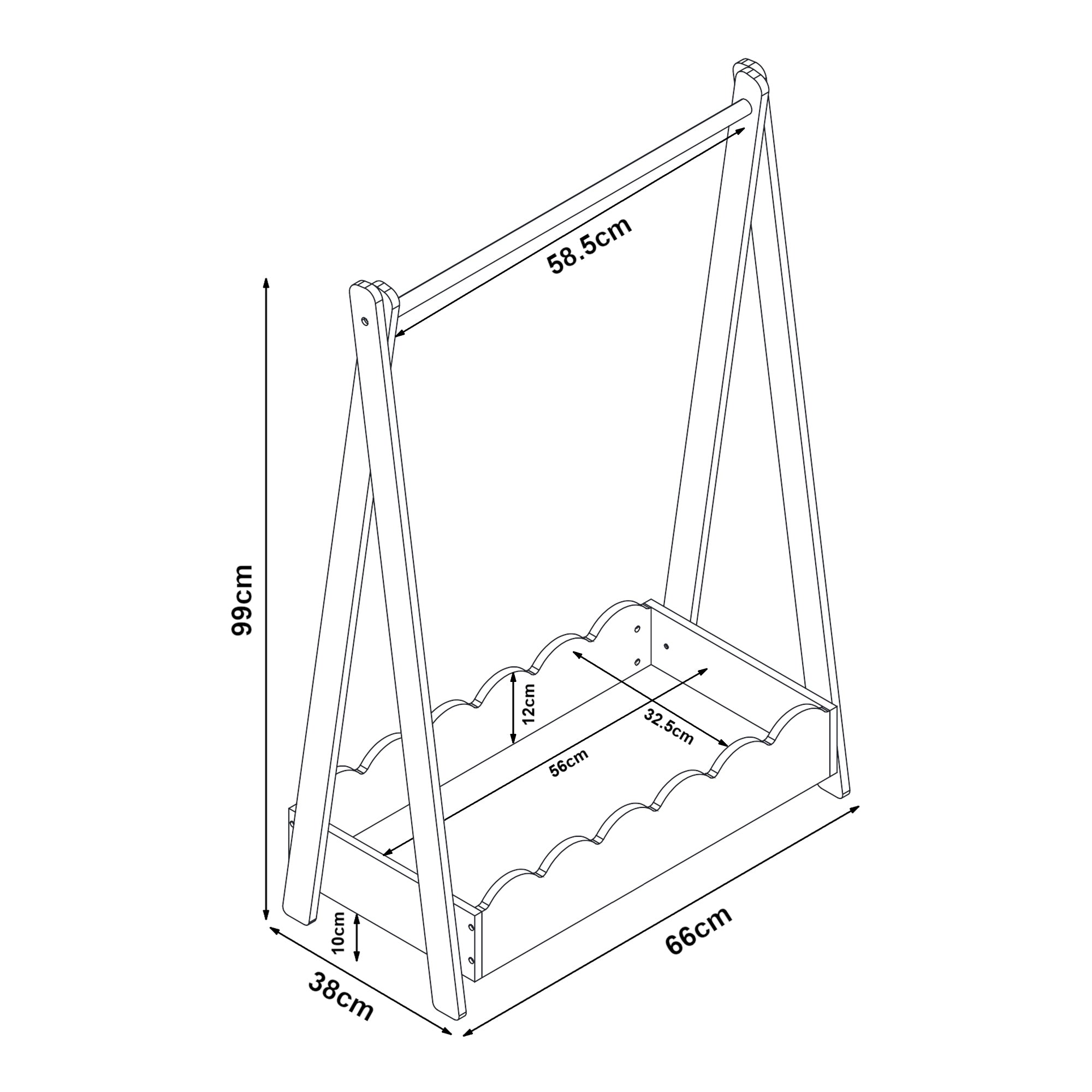 Stand Appendiabiti Vestnes a Forma di Capanna per Cameretta 99 x 66 x 38 cm - Rosa [en.casa]