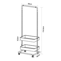 Stand Appendiabiti a Rotelle Kumad con 2 Ceste Portaoggetti - Nero [en.casa]