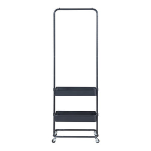 Stand Appendiabiti a Rotelle Kumad con 2 Ceste Portaoggetti - Nero [en.casa]