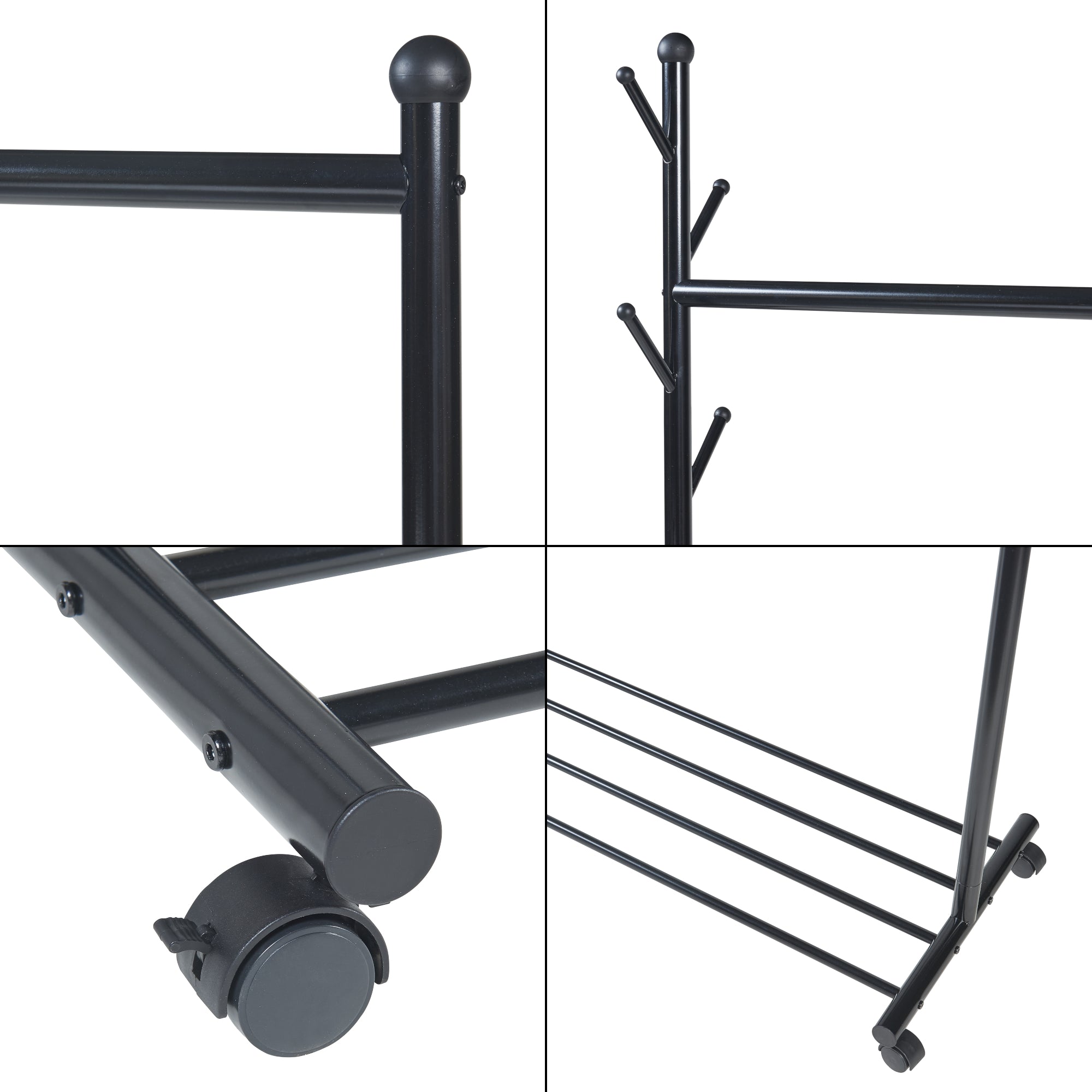 Stand Appendiabiti Snåsa con Rotelle 170x105x43 cm Metallo Nero [en.casa]