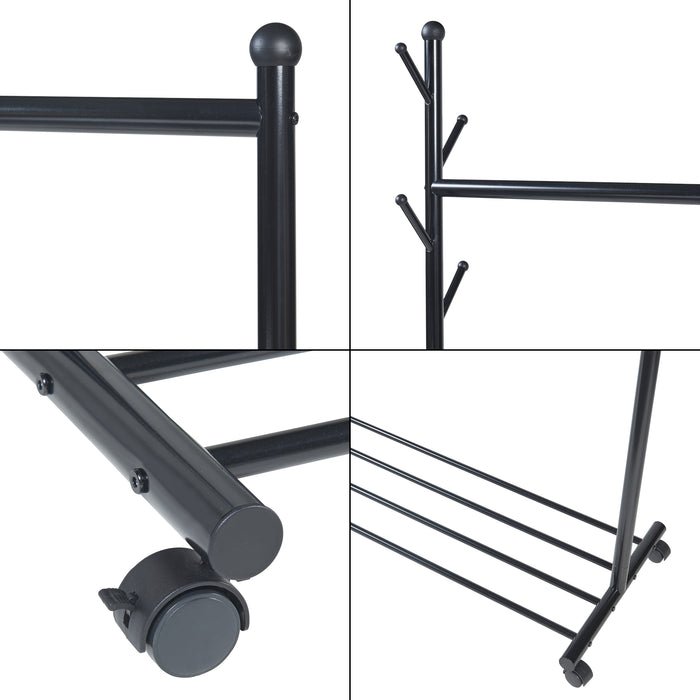 Stand Appendiabiti Snåsa con Rotelle 170x105x43 cm Metallo Nero [en.casa]