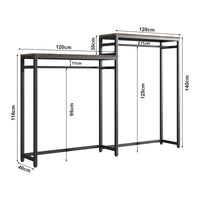 Organizzatore Guardaroba con 2 Vani Porta Abiti e Ripiani Skestbyena - Nero/Effetto Noce [en.casa]