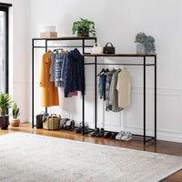 Organizzatore Guardaroba con 2 Vani Porta Abiti e Ripiani Skestbyena - Nero/Effetto Noce [en.casa]