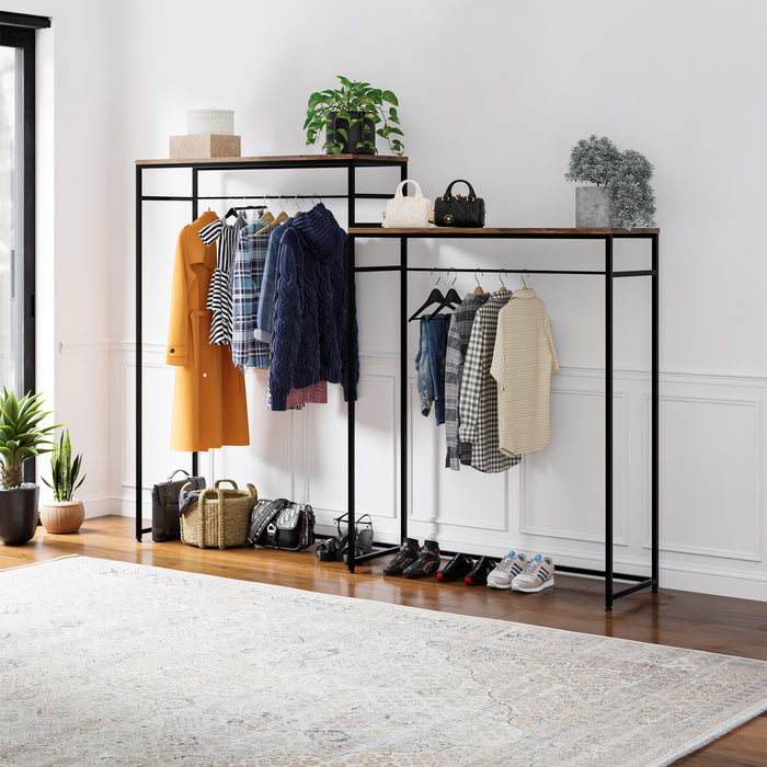 Organizzatore Guardaroba con 2 Vani Porta Abiti e Ripiani Skestbyena - Nero/Effetto Noce [en.casa]