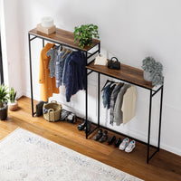 Organizzatore Guardaroba con 2 Vani Porta Abiti e Ripiani Skestbyena - Nero/Effetto Noce [en.casa]