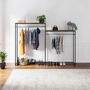 Organizzatore Guardaroba con 2 Vani Porta Abiti e Ripiani Skestbyena - Nero/Effetto Noce [en.casa]