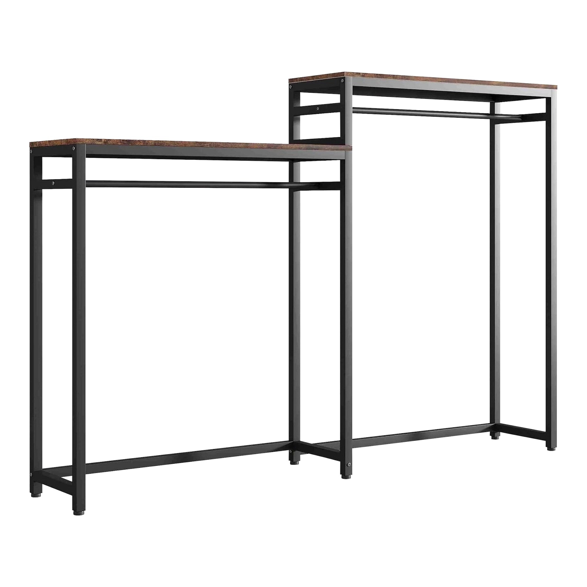 Organizzatore Guardaroba con 2 Vani Porta Abiti e Ripiani Skestbyena - Nero/Effetto Noce [en.casa]