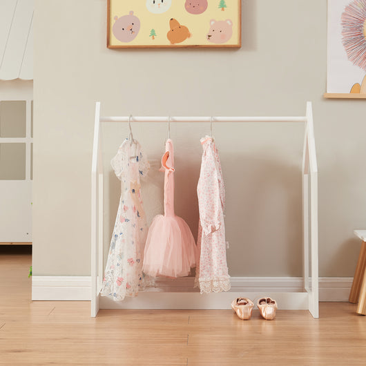 Stand Appendiabiti Værløse per Bambini Porta Abiti a Forma di Casetta 78x75x35 cm Bianco [en.casa]