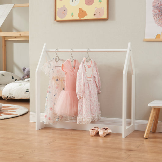 Stand Appendiabiti Værløse per Bambini Porta Abiti a Forma di Casetta 78x75x35 cm Bianco [en.casa]