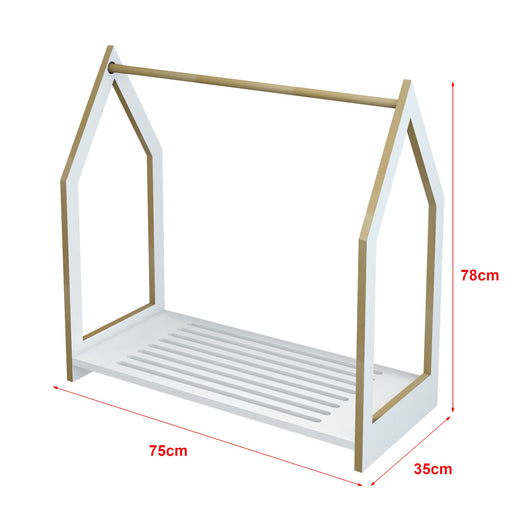 Appendiabiti/guardaroba/guardaroba aperto per bambini a forma di cabina 78 x 75 x 35 cm bianco 03_0010291