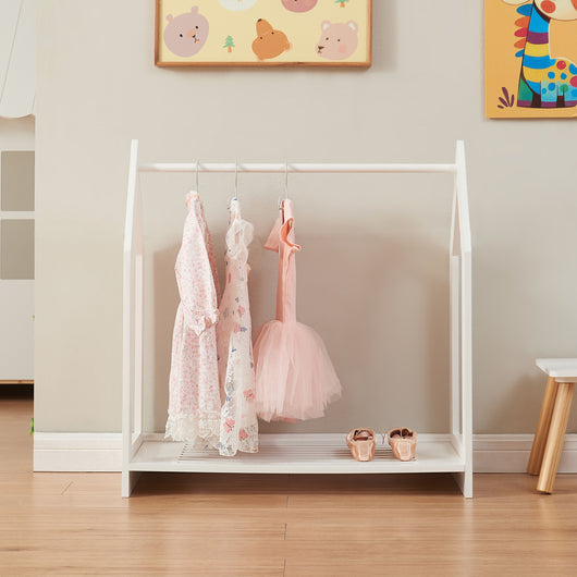 Appendiabiti Langeskov a Forma di Casetta Porta Abiti per Bambini 78x75x35 cm Bianco [en.casa]