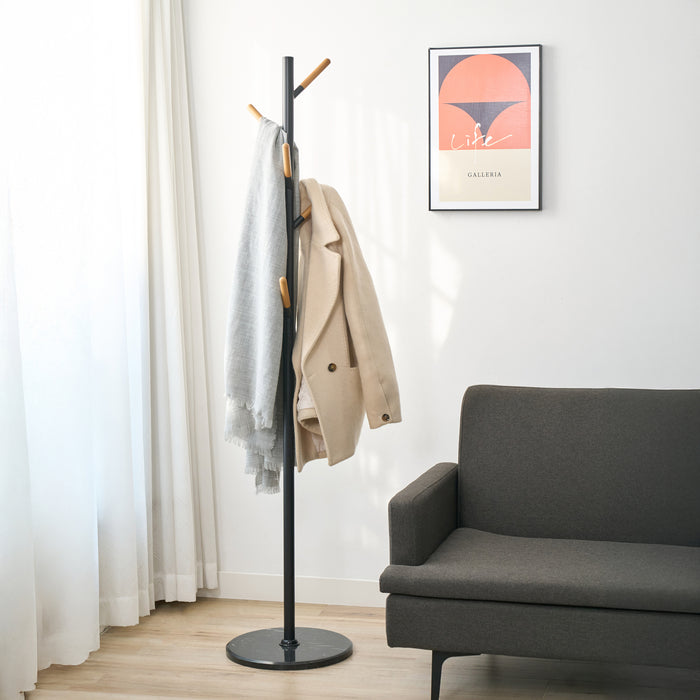 Appendiabiti da Terra Nacka Design Albero Altezza 172 cm Nero [en.casa]